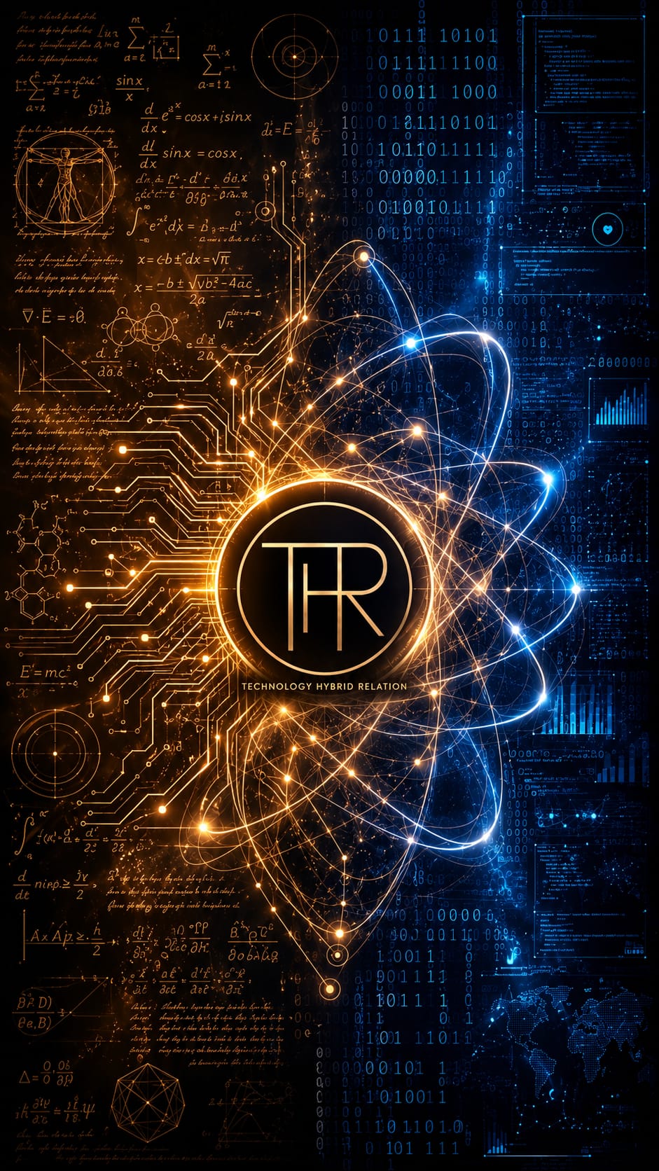THR : la rencontre de la connaissance et de la technologie, en or et bleu.